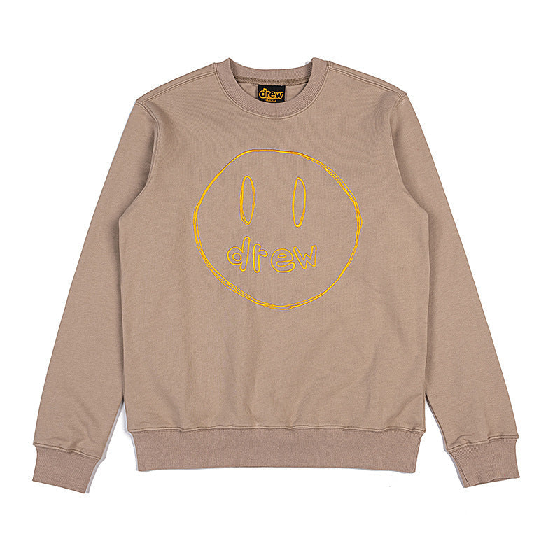 Drew House Sweatshirts Unisex Sketch Smiley Face Crew Neck Sweater