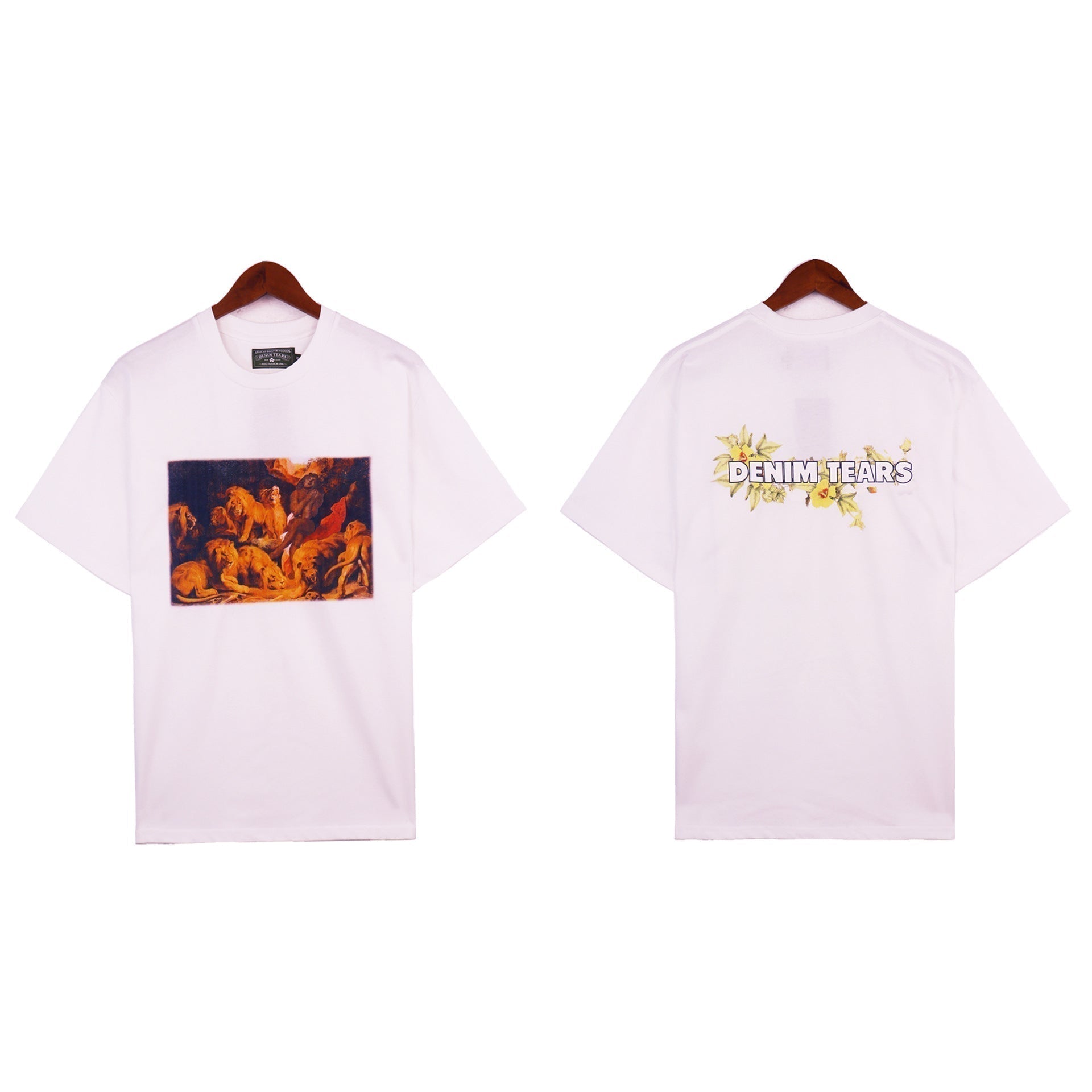 Denim Tears T-shirts Kapok Letter Portrait Short Sleeve T-shirt